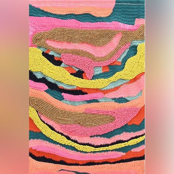 America and Beyond DAPHNE EMBELLISHED MULTI-COLORED HAND BEADED TOTE NWT - Picture 16 of 16